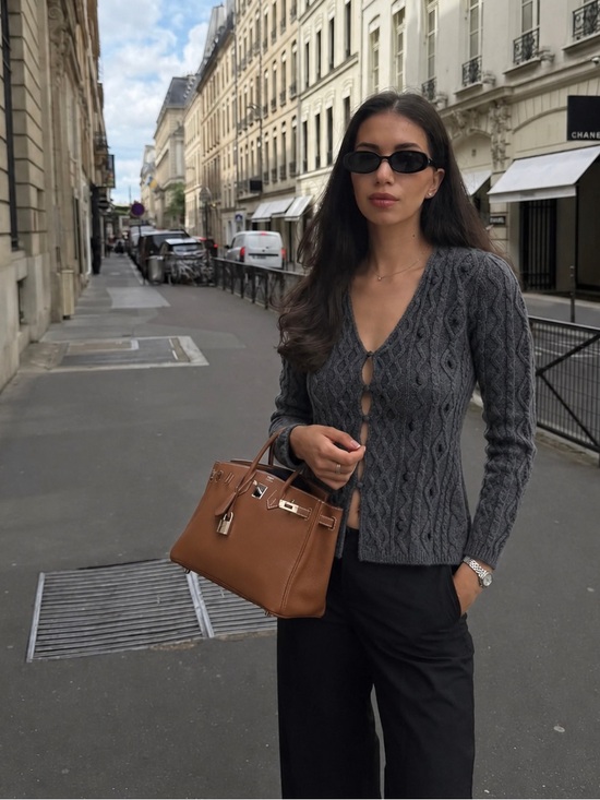 Zara Sweaters - Zara Wool Blend Cable Knit Cardigan Grey Fitted Button Front Cozy Minimalist S